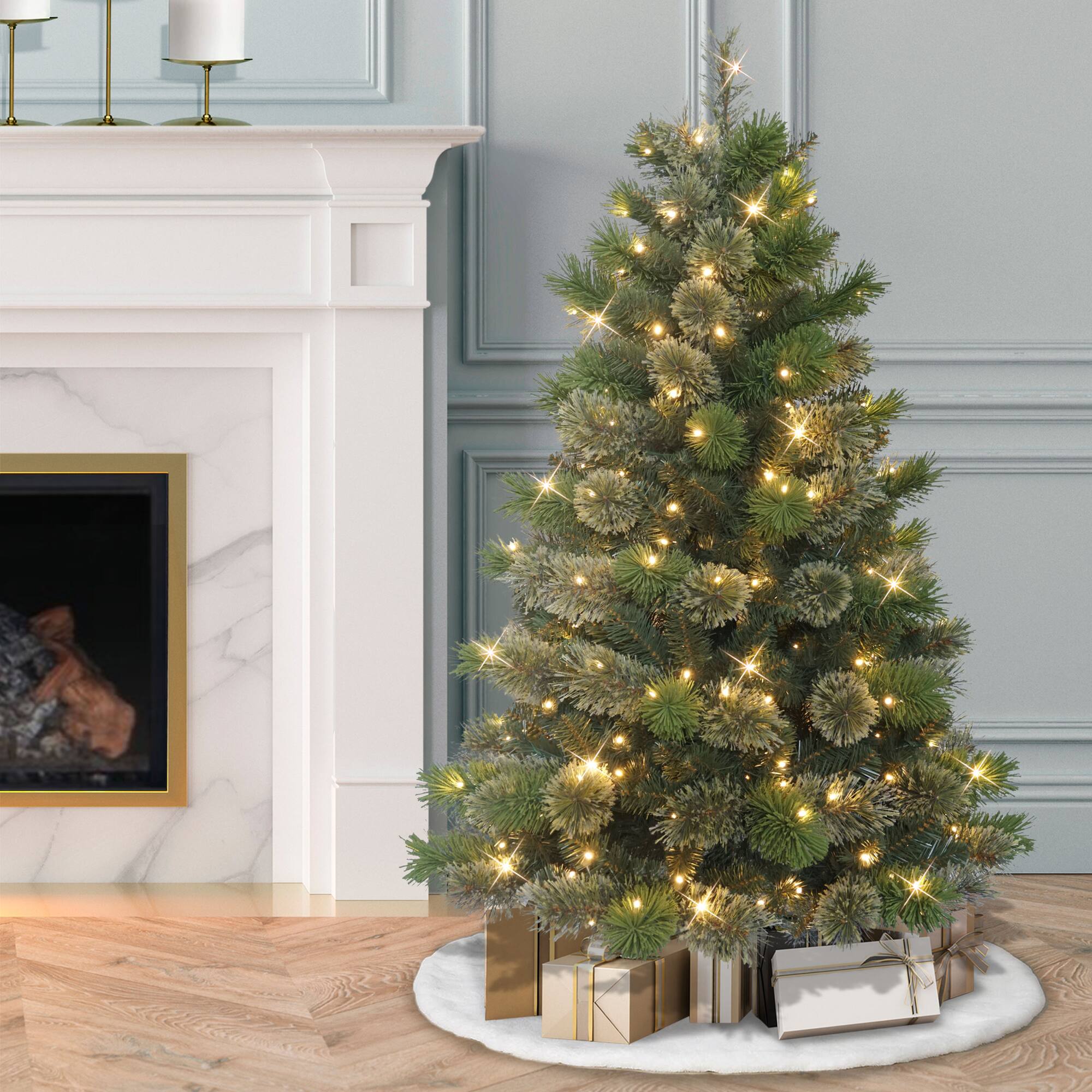 4.5ft. Pre-Lit Oklahoma Pine Artificial Christmas Tree, Warm White LED Lights
